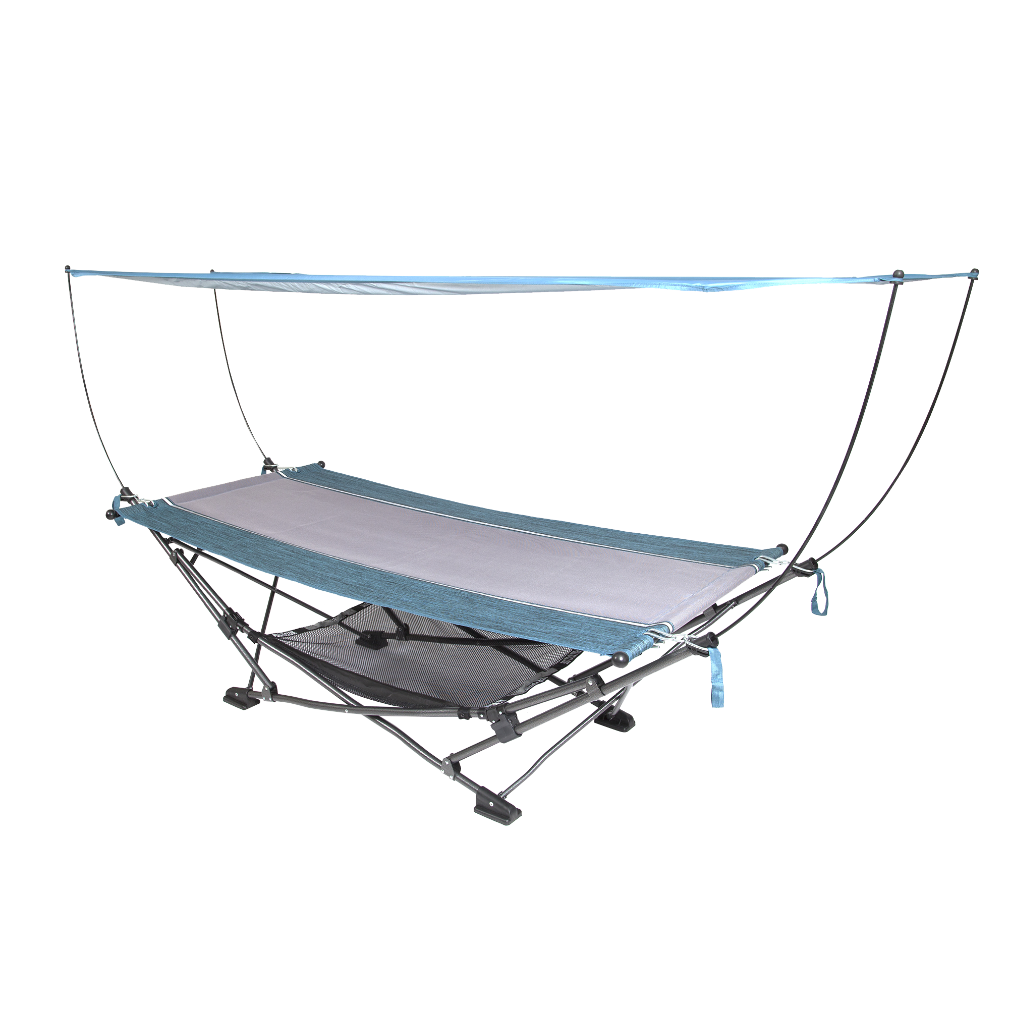 MacSports Collapsible Portable Folding Hammock with Removable Canopy - Includes Pillow and Mesh Storage Net, Freestanding, Heavy Duty, Outdoor Hammock