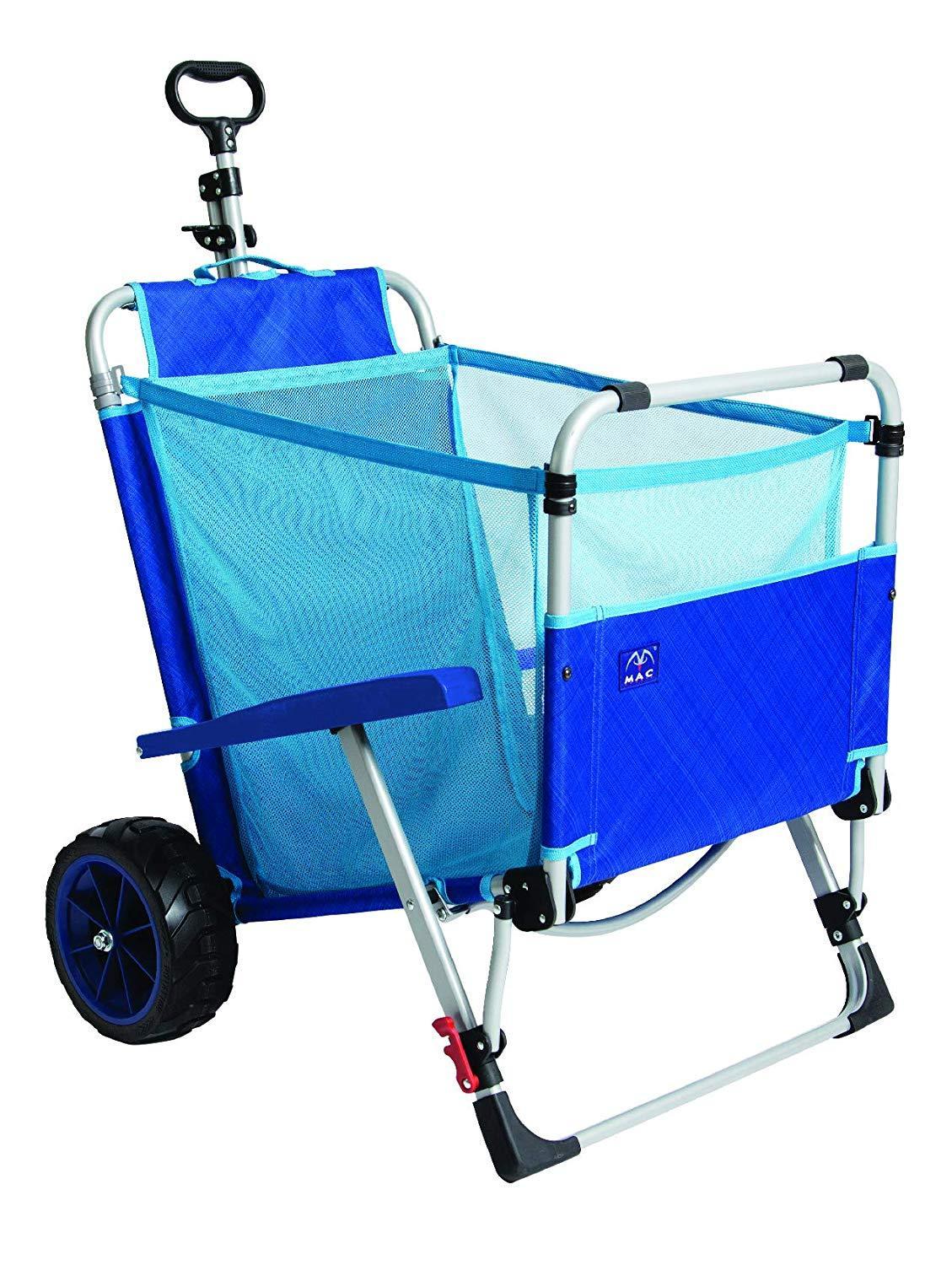 2-in-1 Beach Day Lounger and Cargo Cart by Mac Sports. Ultra durable quality with off-terrain wheels.