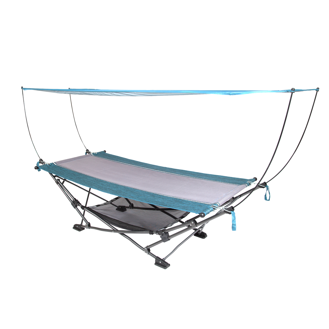 MacSports Collapsible Portable Folding Hammock with Removable Canopy Includes Pillow and Mesh Storage Net Freestanding Heavy Duty Outdoor Hammock