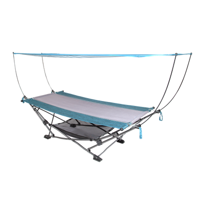 MacSports Collapsible Portable Folding Hammock with Removable Canopy - Includes Pillow and Mesh Storage Net, Freestanding, Heavy Duty, Outdoor Hammock