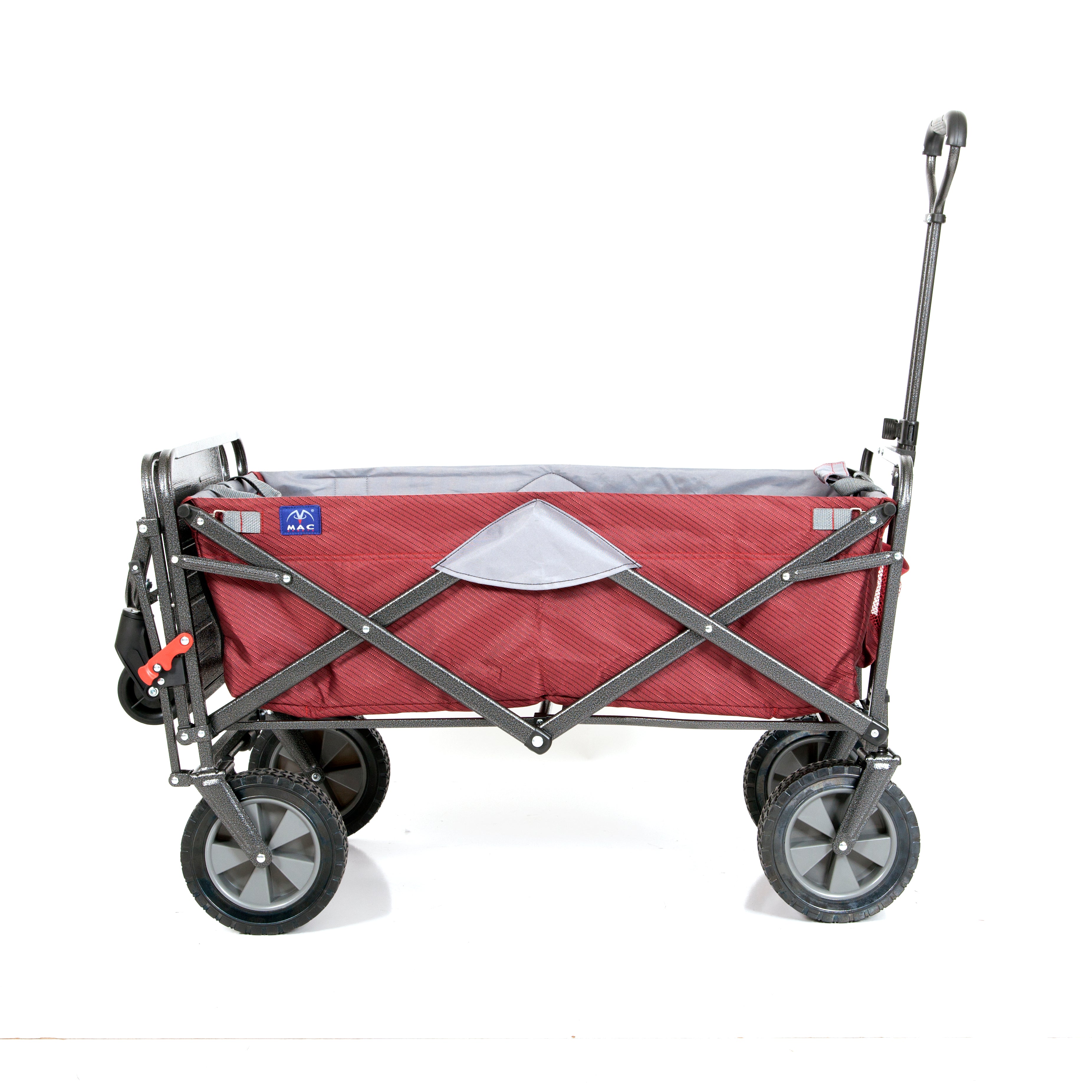 MacSports Collapsible Folding Outdoor Utility Tailgate Wagon with Cargo Trailer, Wine Red