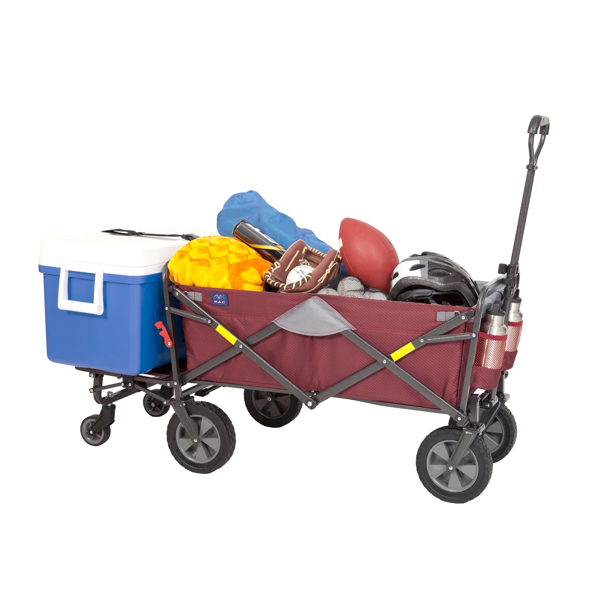MacSports Collapsible Folding Outdoor Utility Tailgate Wagon with Cargo Trailer, Wine Red